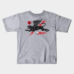 Retro Racing Flying Panther & Flaming Skull // Vintage Racing Motorsports Insignia Kids T-Shirt